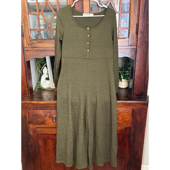 Three Bird Nest Dresses & Skirts - Three Bird Nest Olive Green Long Sleeve Button Front Jumpsuit Size Small